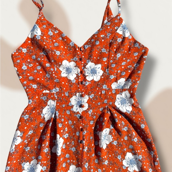 Forever 21 Orange Floral Spaghetti-Strap Jumpsuit - Picture 4 of 8